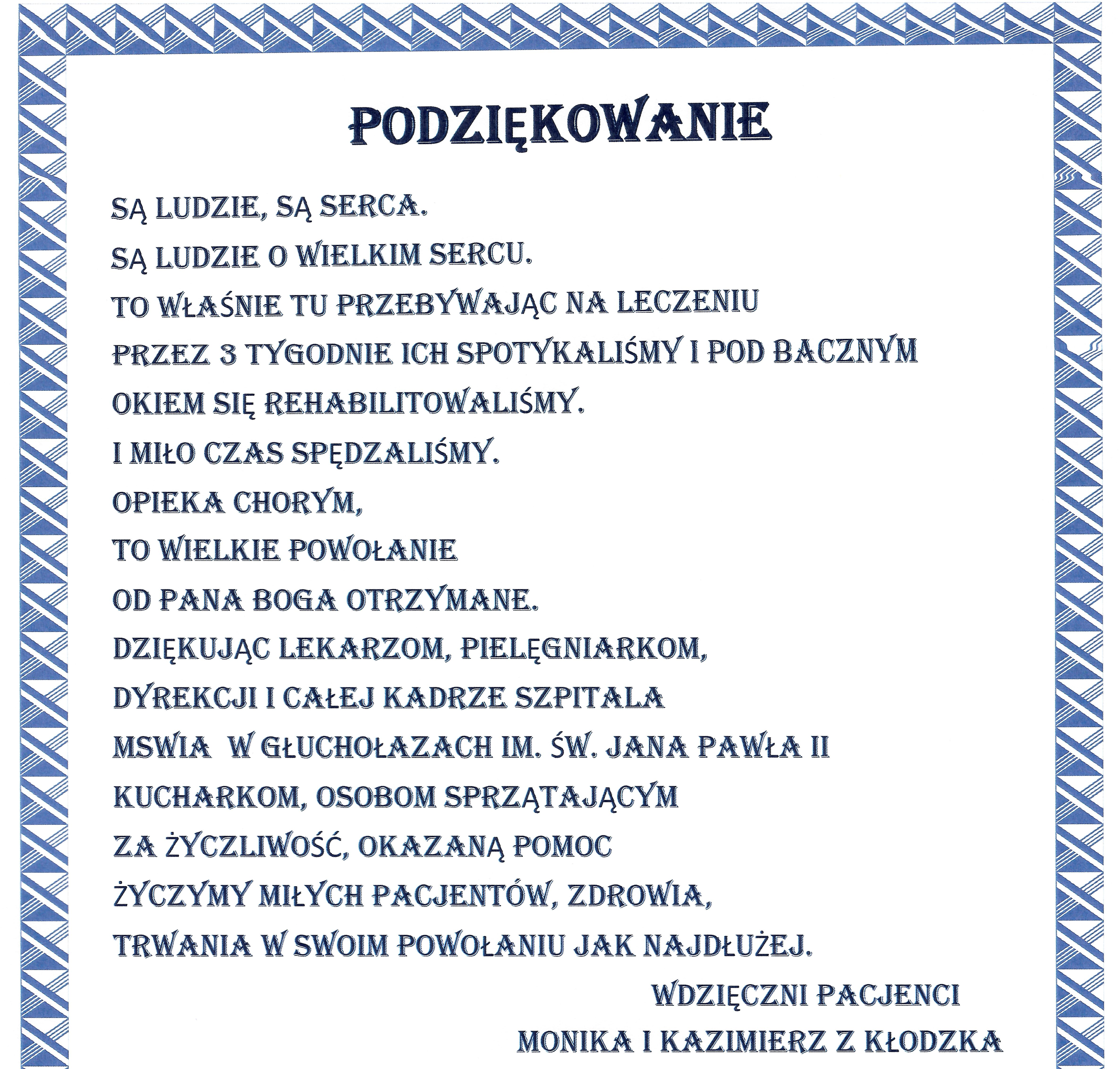 podziękowania